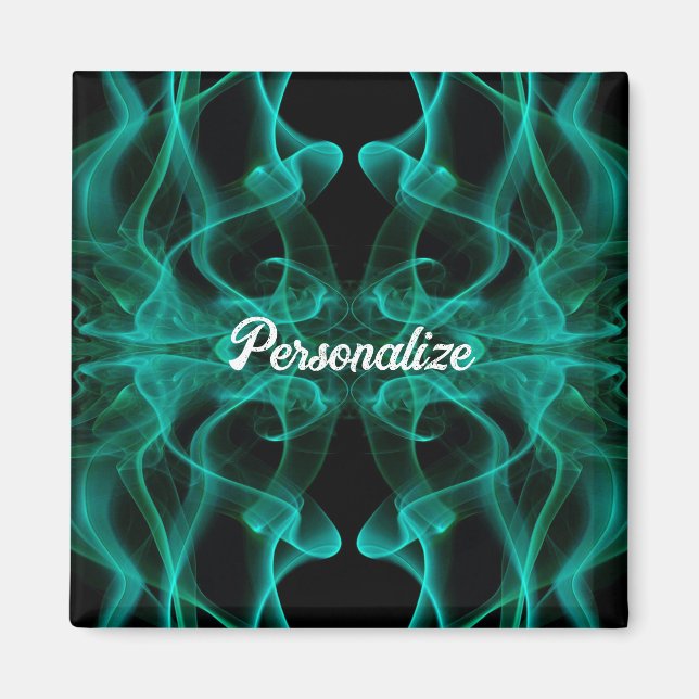 Custom Name Green Smoke Symmetrical Black Magnet (Front)