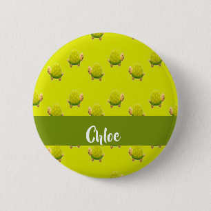 Custom name green turtles 6 cm round badge