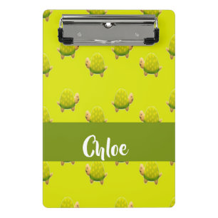 Custom name green turtles mini clipboard