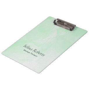 Custom name green watercolor clipboard