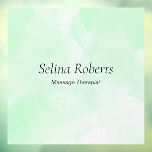 Custom name green watercolor window cling