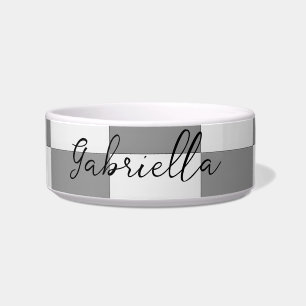 Custom name grey check blocks pattern bowl