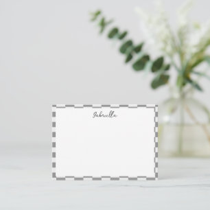 Custom name grey check blocks pattern card