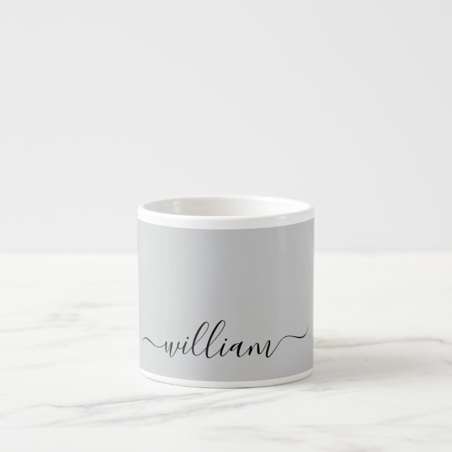 Custom Name Grey Espresso Mug (Front)