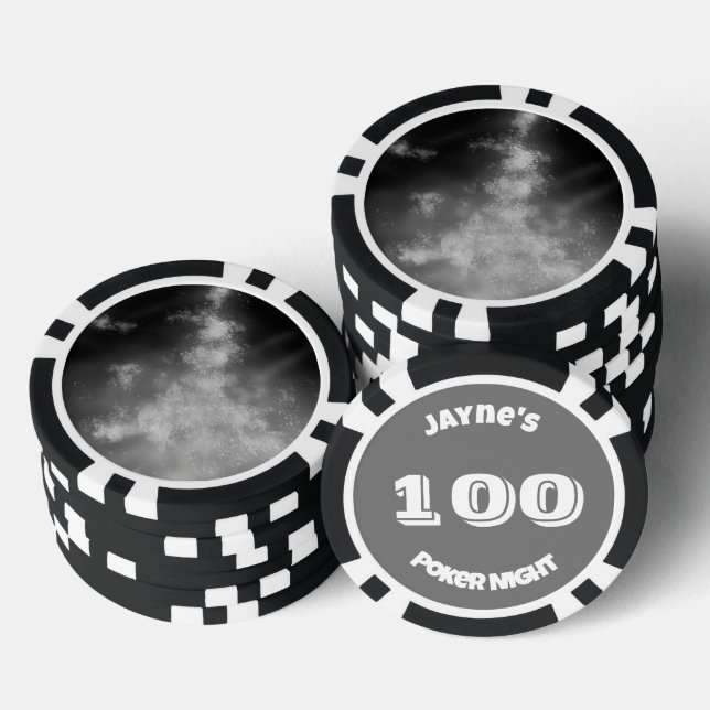 Custom Name Grey Monochrome  Poker Chips (Stack)