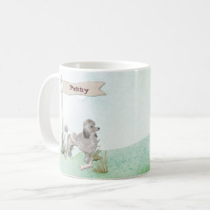 Custom Name Grey Poodle Pet Dog Coffee Mug