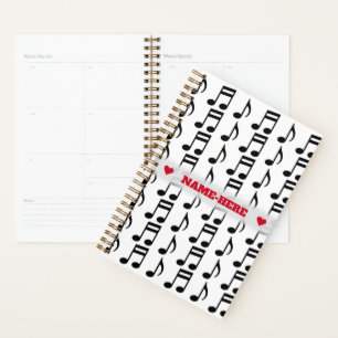 Custom Name + Grid of Musical Notes Planner
