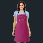 Custom Name Grill Master Established year Pink Apron<br><div class="desc">Lots of talent coming out of that kitchen. Encourage the chef,  the Grill Master in your life to keep the yummy food coming with this personalised,  modern,  and unique apron. Customise the words and established the year as you need. Pink with white type.

Makes for a great gift.</div>
