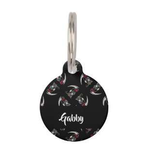 Custom name grim reaper on black pet tag