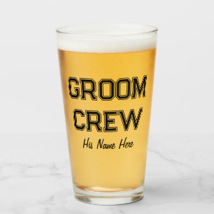 Custom Name Groom Crew Bachelor Party Beer Glass