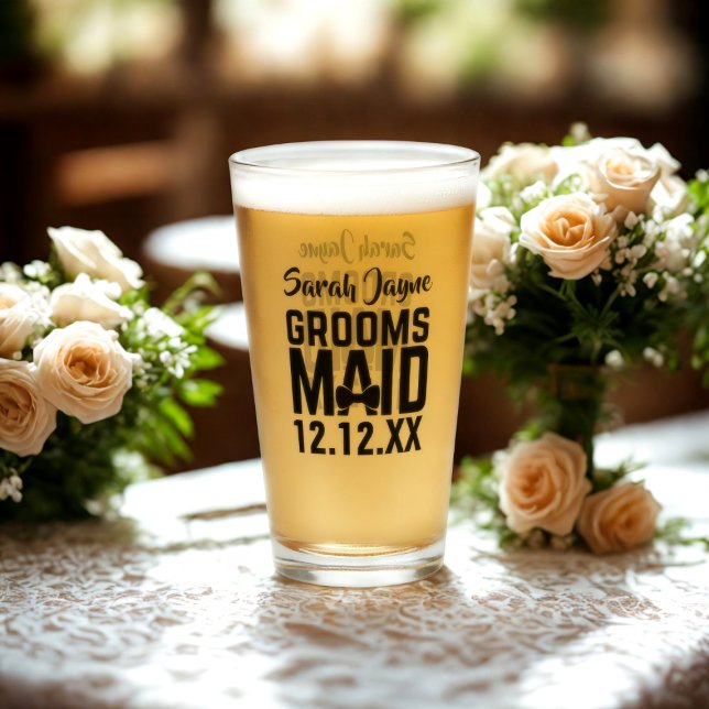 Custom Name Groomsmaid Proposal Keepsake Glass (A personalized glass for your Groomsmaid. Just add her name and your wedding date)