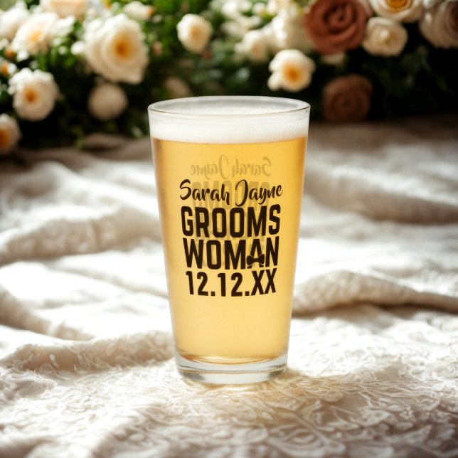 Custom Name Groomswoman Glass (For the Groomswoman in your wedding party. Just add her name and your wedding date)