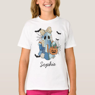 Custom Name Halloween Ghost Girl T-Shirt