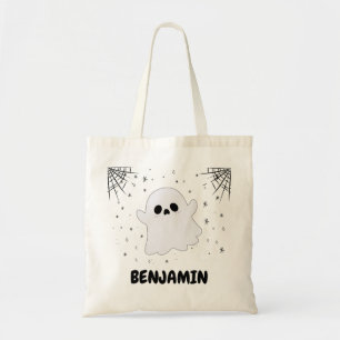 Custom Name Halloween Ghosts Treat or Trick Candy Tote Bag