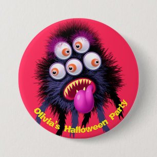 Custom name Halloween party  badge. 7.5 Cm Round Badge