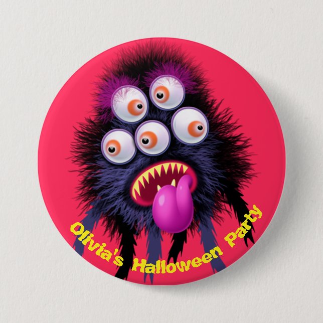 Custom name Halloween party  badge. 7.5 Cm Round Badge (Front)