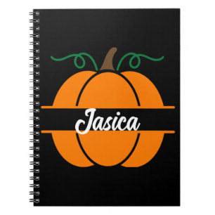 Custom Name Halloween Pumpkin Monogram Gift Notebook