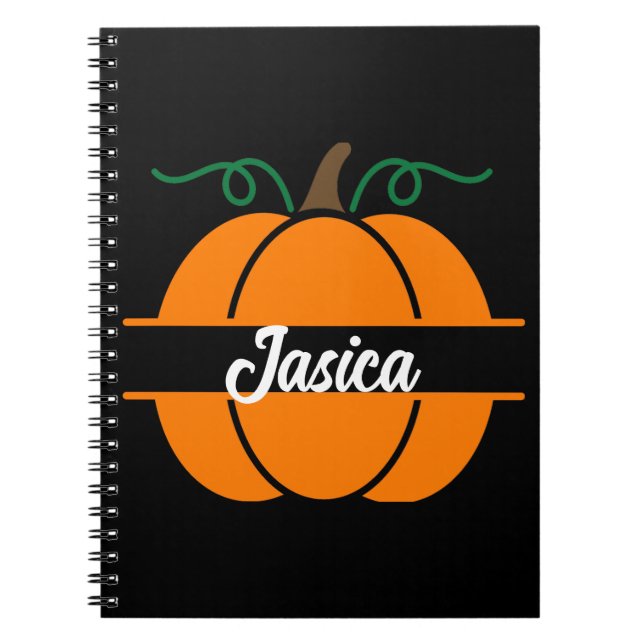 Custom Name Halloween Pumpkin Monogram Gift Notebook (Front)