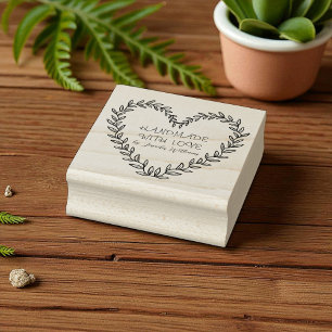 Custom Name Handmade with Love Modern Rustic DIY Rubber Stamp