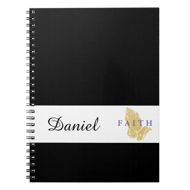 Custom Name Hands of Prayer Notebook (Front)