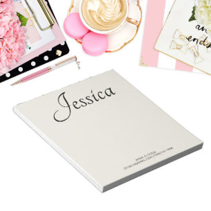 Custom Name Handwritten Script Contact Info Notepad