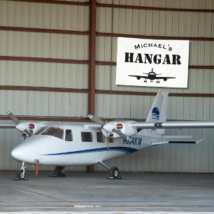 Custom Name Hangar Airplane Pilot Aviation Banner