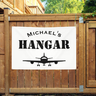 Custom Name Hangar Airplane Pilot Aviation Banner