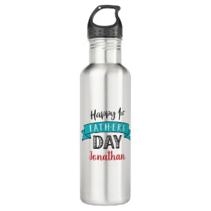 Custom Name Happy 1st Father’s Day Teal Blue Cool 710 Ml Water Bottle