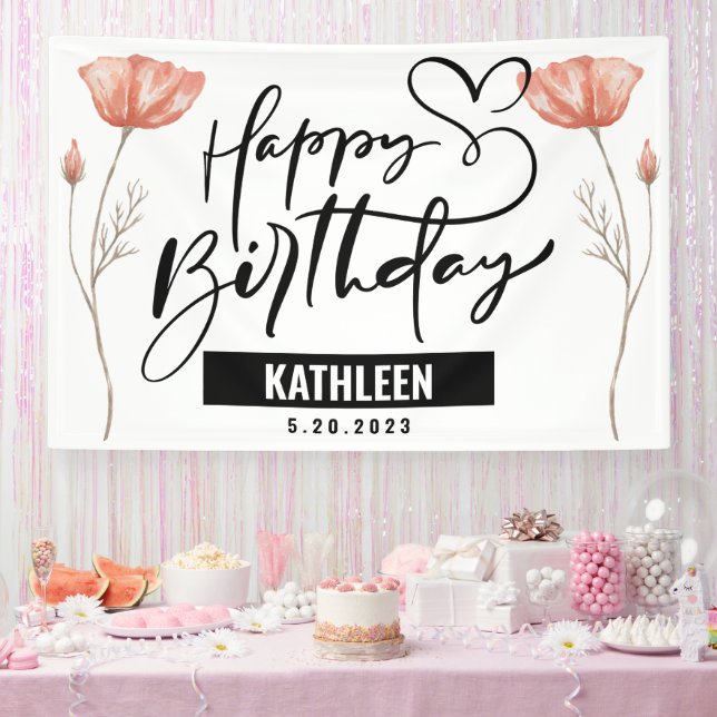Custom Name Happy Birthday Banner Gift for Women (Party)