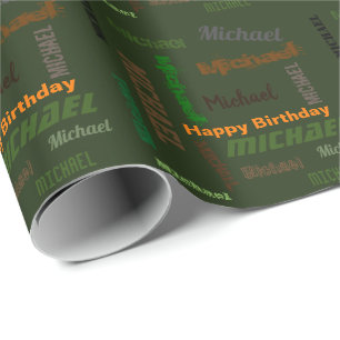 Custom NAME Happy Birthday Gift Wrapping Paper
