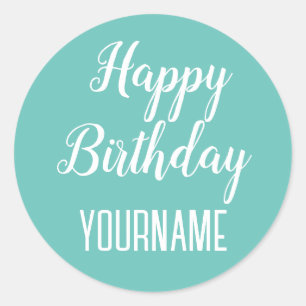 Custom NAME Happy Birthday Party Classic Round Sticker