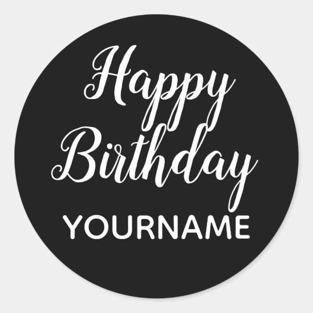 Custom NAME Happy Birthday Party Classic Round Sticker (Front)