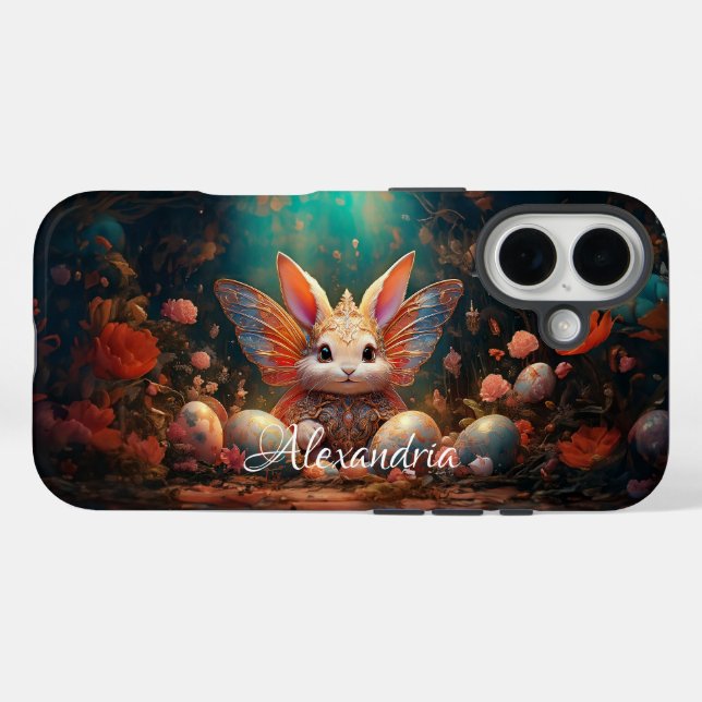 Custom Name Happy Easter Bunny with Easter eggs Case-Mate iPhone Case (Back (Horizontal))