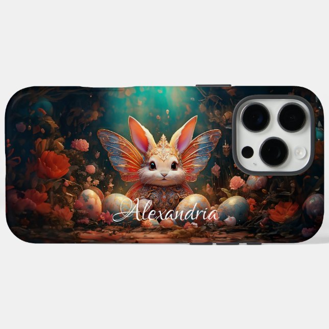 Custom Name Happy Easter Bunny with Easter eggs Case-Mate iPhone Case (Back (Horizontal))