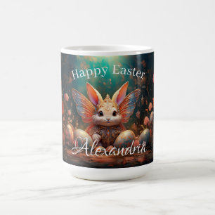 Custom Name Happy Easter Bunny with Easter eggs Coffee Mug