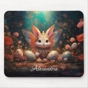 Custom Name Happy Easter Bunny with Easter eggs Mouse Mat