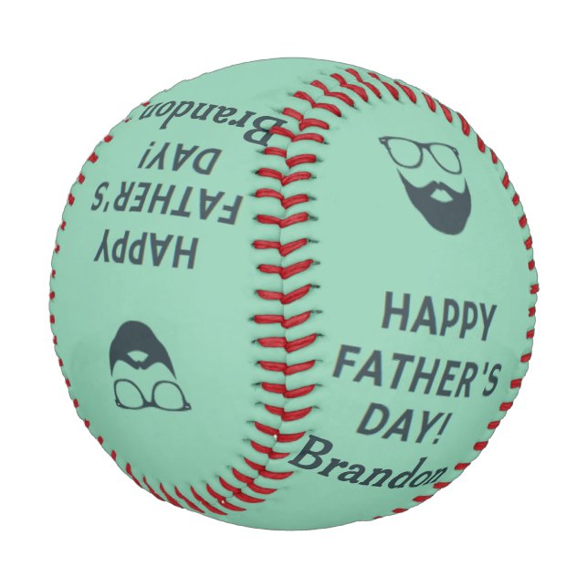 Custom name happy father's day turquoise baseball (Angled)