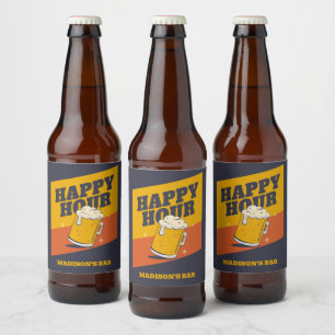 Custom Name Happy Hour Beer Bottle Label