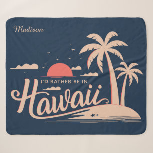Custom name Hawaii Sherpa Blanket