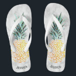 Custom Name Hawaiian Marble Pineapple Bridesmaid Flip Flops<br><div class="desc">Personalised Name Hawaiian Marble Pineapple Bridesmaid Gifts Flip Flops.</div>