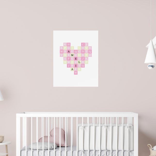 Custom Name Heart Mosaic Letter Puzzle Poster (Nursery 2)
