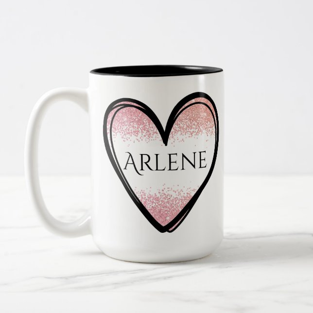 Custom Name Heart Mug, Custom Name Coffee Cup (Left)