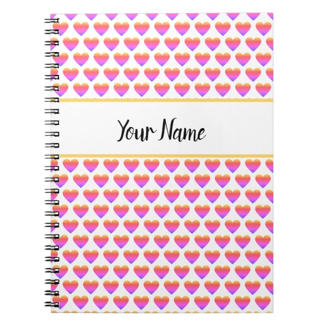 Custom Name Heart Pattern Notebook (Front)