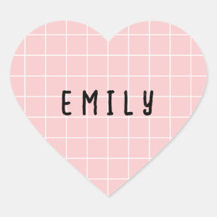 Custom Name Heart Shaped Graph Line Stickers