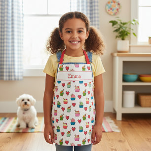 Custom Name Hearts and Ice Cream Apron for Kids