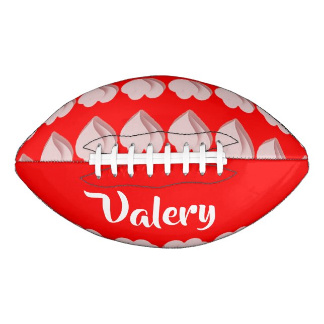 Custom name hearts pattern red american football (Front)