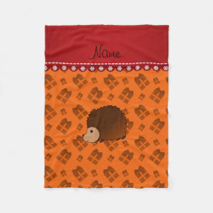 Custom name hedgehog orange christmas presents fleece blanket