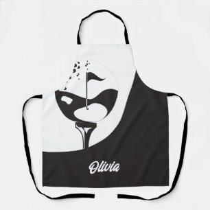 Custom Name Hello Black and White Golf  Apron