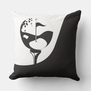 Custom Name Hello Black and White Golf Cushion