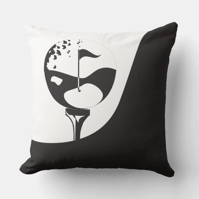 Custom Name Hello Black and White Golf  Cushion (Front)